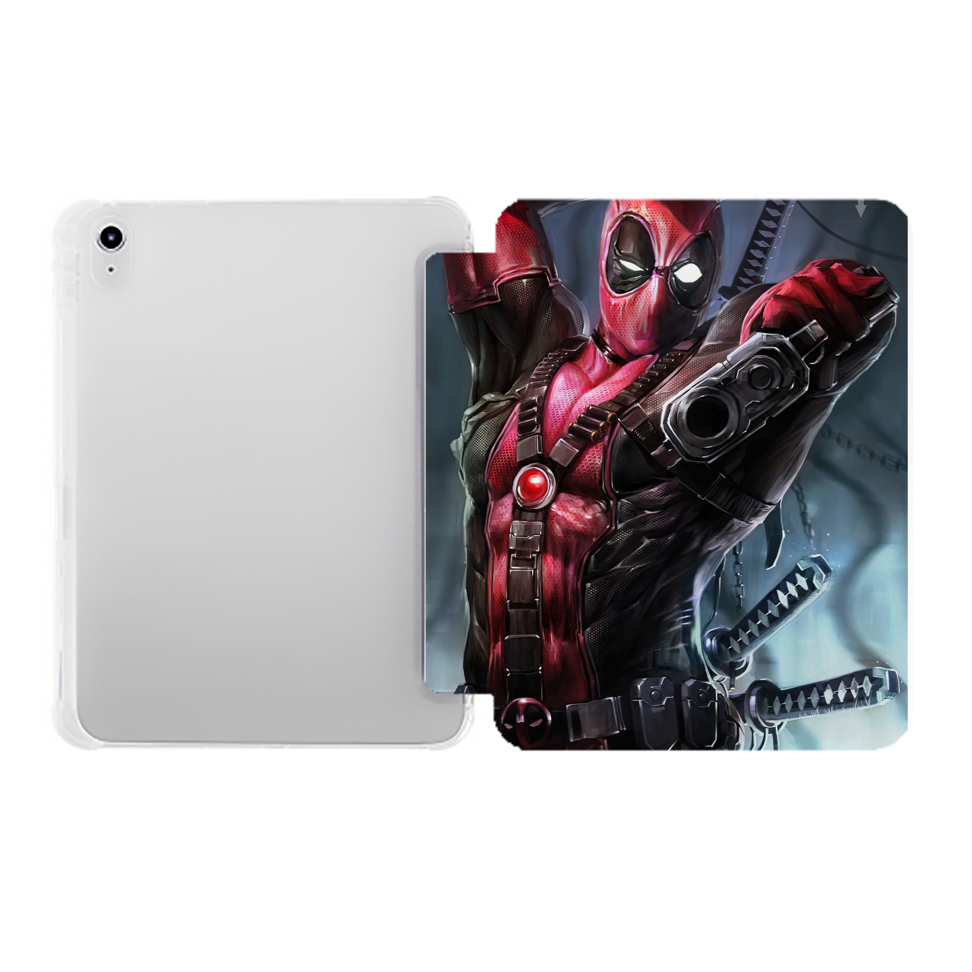 （画像用） Deadpool デッドプール IPad ケース ペン収納付き 三つ折りスタンド PUレザー×シリコン 対応機種9.5/10.5/10.9インチ